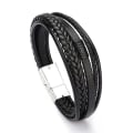 Miniatyrbillede 1 af 5: Mode Læderarmbånd Mænd Rustfrit Stål Multilayer Brai