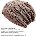 Miniatyrbillede 4 af 4: Herre Vinter Beanie Hatte Halstørklæde Sæt Varme Strikkede Hatte-khaki Skull