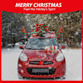 Pikkukuva 5 / 5: Jouluautokoristesetti 2 kpl - Reindeer-antennit ja -nenä - Rudolph-auton tarvike - Jingle Bell -antennit ja -nenä - Auton kostyymi -koriste
