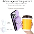 Miniatyrbillede 5 af 5: Kompatibel med iPhone 16 Pro Max Wallet Case med Kortlomme Design 360° Rotation Ring Stativ Snap Knap Stødsikker Pro