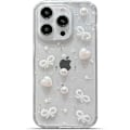 Miniatyrbilde 1 av 5: Søt 3D Perle Buesløyfe Hjerte med Design Estetisk Kvinne Telefonveske for Jenter, Glitter Glimmer Bakside Støtsikker Myk TPU