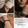 Miniatyrbillede 3 af 5: 10 stk. Tigerøje Armbånd til Mænd 8MM Natursten Perler Armbåndssæt Stræk Lava Sten Armbånd Justerbar Sort Krystal