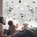 Pikkukuva 2 / 5: Halloween-luurankotarrat ikkunoihin, juhlatarvikkeet