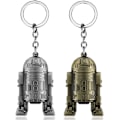 Miniatyrbilde 3 av 4: Star Wars R2-D2 nøkkelring i børstet sølv med robotgravering