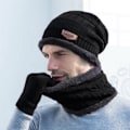 Pikkukuva 2 / 5: Musta kolmiosainen hattu, huivi ja käsineet talvihattu beanie hat wit