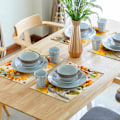 Pikkukuva 5 / 5: Auringonkukka Mehiläinen Ruokapöydän Tabletti, 4 kpl, Kesä Syksy Keltainen Kukka Vintage Rustiikkinen Kukka Lämmönkestävä Pellava Ta
