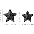 Miniatyrbillede 2 af 5: 12 stk. sorte 2 størrelser - stjerneseglin-applikationer skinnende broderede patches sy på stryg på patches til tøj