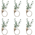Miniatyrbild 1 av 5: Set med 6 rustika servettringar i eukalyptus
