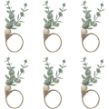 Miniatyrbillede 1 af 5: Sæt med 6 rustikke eukalyptus træ servietringe - Bondegårds blad Woo