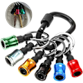 Miniatyrbillede 3 af 5: 6 stk. Skruetrækker Bit Holder Adapter 6,35 mm Hex Shank Bore Skrue Bærbar Borebit Forlængerstang med Nøglering til Opbevaring og Hurtig Udskiftning af Bor