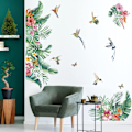 Miniatyrbilde 3 av 5: Tropiske Blader Veggklistremerker Tropiske Grønne Planter Blomster Fugler Veggdekor Soverom Stue Kontor