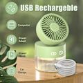 Miniatyrbillede 5 af 5: x Mini Foldbar USB Bordventilator (Grøn) - Kølig Luftfugtning - Multifunktionel - Natlys