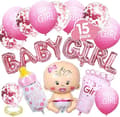Flicka - Rosa könsvisnings babyshower dekoration med flicka