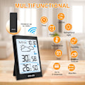 Miniatyrbild 2 av 5: Trådlös väderstation, termometer hygrometer barometer inomhus utomhus med sensor LED-bakgrundsbelysning