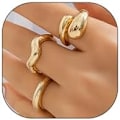 Miniatyrbild 1 av 5: Chunky Gyllene Kupol Knuckle Ringar för Kvinnor Vridbar Silver Tumme Statement Ring Set Stackbara Öppna Finger Ringar Smycken Ac