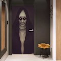 Pikkukuva 3 / 5: Halloween 3D Nun Ovi Tarrat, 30 x 80 tuumaa Kauhistuttava Aave Nunna Halloween Ovi Taustakuva Koristelu