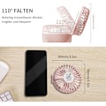 Pikkukuva 4 / 5: x Mini Kannettava Tuuletin (Pinkki) Viilentävällä Sumulla ja Ladattavalla Akulla, Taitettava, 7 Värin Yövalo, USB, 3 Nopeutta, Sopii Naisille ja Lapsille