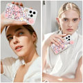 Miniatyrbild 5 av 5: Bling Glitter Diamantfodral för iPhone 16 Pro Max, Lyxigt Kristall Rhinestone Glittrande Blommor Pärla Skyddande Co för Kvinnor Flickor