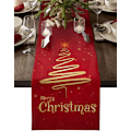 Miniatyrbillede 1 af 5: 33×230×1cm Bordløbere Glædelig Jul Træ, Bryllup/Kaffe Løber, Landlig Stil Linned Klud til Spisning Ferie Pa