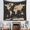 Pikkukuva 5 / 5: Seinätekstiili makuuhuoneeseen Maailmankartta Vintage Art Geographical Dist