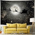 Miniatyrbild 4 av 5: 51 x 60 Tums Julväggbonad Måne Svart Stjärnhimmel Rensa Julväggbonad Polyester Väggbonader för Hem Sovrum