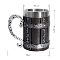 Miniatyrbilde 2 av 5: Nordisk Viking Rune Ølkrus Rustfritt Stål Tretjære 3D Norrønt Dekor Kaffe Kjølig Gå