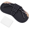 Miniatyrbillede 1 af 5: 1 stk. Sort Læder Brilleetui Bærbar Solbrillepose Blød Slank Klemme Top Brilleholder med Ruskind Fiber Rengøringsklud til Kvinder Mænd