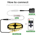 Miniatyrbillede 4 af 5: 2 stk. RF Mini LED Strip Controller, 11 knapper RF trådløs fjernbetjening til monokrom RGB LED Strip 5