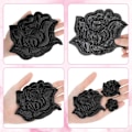 Miniatyrbillede 3 af 5: 10 stk Sorte Jern-på Rose Blomster Patches til Tøj Designs Stof Reparation Blomst Sy på Brodererede Patches med 5 Størrelser