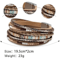 Miniatyrbillede 5 af 5: 1 stk. Læderarmbånd til kvinder, Boho Leopard Multi-Layer Krystalperle Manschet