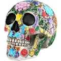 Miniatyrbillede 1 af 5: Livsstørrelse Skelet Replika Realistisk Menneske Kranie Hoved Knogle Model (Farverig Blomster)