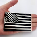 Miniatyrbillede 5 af 5: Mænds Mode Indfødt Amerikansk Flag Firkantet Bæltespænde Sort Emalie Medium