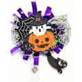 Miniatyrbilde 1 av 5: Halloween Edderkoppnett Gresskar Spøkelse Sykepleier Badge Reel Retraherbar Glitter Navnelapp Alligator Klipp Halloween ID Badge Holder