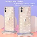 Miniatyrbilde 5 av 5: Etui til iPhone 12, iPhone 12 Pro, Klar Glitter Søt Laser Holografisk Kjærlighet Hjerte Mønster for Kvinner Jenter, Anti-Riper