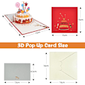 Pikkukuva 2 / 5: 3D Syntymäpäiväkortti, 3D Pop Up -kortti kirjekuorella, Syntymäpäiväkortti lapsille, äidille, isälle, vaimolle, naisille (Syntymäpäiväkakku)