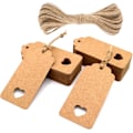 Miniatyrbilde 1 av 5: Brune kraftpapirlapper 9 x 4 cm med jutetråd for bryllup, valentinsdag, bursdag, jul 100pcs