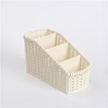 Miniatyrbillede 1 af 4: Off White Lang Desktop Opbevaringskurv, 4 Rum Display