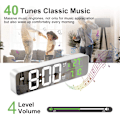 Miniatyrbild 3 av 5: (Vit) Digital Väckarklocka, LED Digital Spegelväggklocka Stor Display med Temperatur Datum, 2 Alarm, 40 Musik, 6 Dimbar Ljusstyrka, USB-klocka f