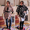 Miniatyrbillede 2 af 5: Dame Shawl Wrap Poncho Åben Front Cardigan Shawls til Efterår Vinter