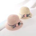 Miniatyrbillede 4 af 5: Pink - Pige Solskygge Børn Sommer Halm Hat og Taske med Blomster