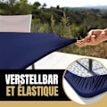 Miniatyrbillede 3 af 5: 1 stk. rektangulær udendørs dug blå 182x76 cm, elastisk havedug, pletafvisende, let at rengøre, ideel til klapbord, camping, terrasse, B