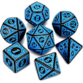 Miniatyrbillede 1 af 5: DND Polyhedral Terning Sæt til Dungeons and Dragons RPG MTG Rollespil Bordspil - med 1 Terningpose (Blå Graverede Terninger)