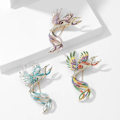 Miniatyrbillede 2 af 3: Flyvende To Hovedet Gradient Phoenix Fugl Brosche Pins Krystal Emallje