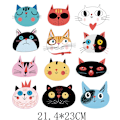 Miniatyrbillede 2 af 5: 21 stk. stryge-på-patch stryge-på-patch kat kat tekstiltransfer iro