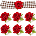 Miniatyrbild 1 av 5: Blomservett Rings Set om 6 Konstgjorda Ros Röda Blomservett Ri