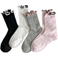 Miniatyrbillede 1 af 5: Søde Ruffel-Strømper til Kvinder - Hullet Hæklet, Åndbar, Tynd Crew Socks, 4 Par