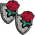 Miniatyrbillede 1 af 5: 6,3x8,2cm Bling Rhinestone Strygejern-på-lap, 2 stk. Søde Røde Hjerte Rose Strygejern På/Sy På Lap, Krystal Lap Applikation Reparation P