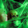 Miniatyrbillede 1 af 5: (200g, 30 edderkopper) Halloween edderkoppespind dekoration, glød edderkoppespind, falske edderkopper, Halloween edderkopper