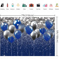 Miniatyrbilde 5 av 5: Kongeblå Sequin Bakgrunn Bursdag Bryllup Fest Bakgrunn Sølv Blå Ballong Fotografi for Gutt Ma