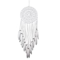 Pikkukuva 3 / 5: Blanc-Grand Boho Unelmiensieppaari Valkoinen Höyhen Macrame-Seinätekstiili
